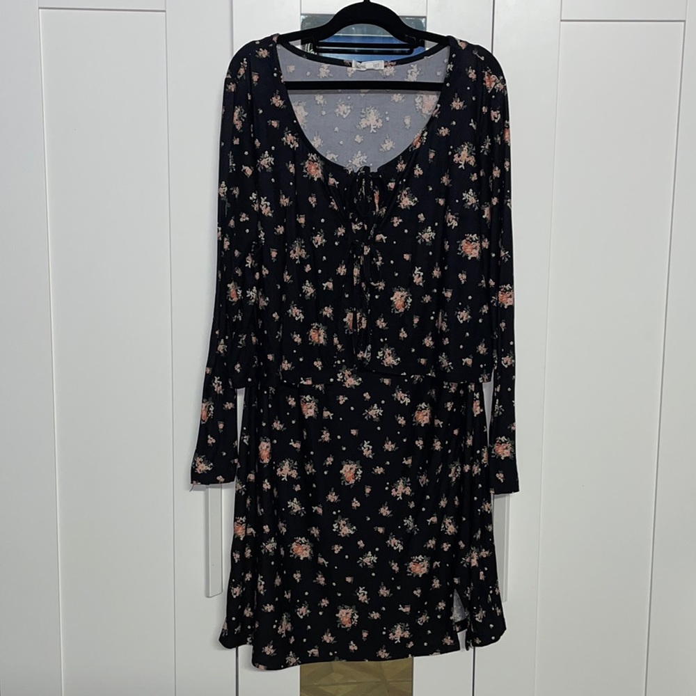 NWOT Ultra Flirt Midi Dress W/ Cardigan - Black Floral - Size 2X - Picture 2 of 7